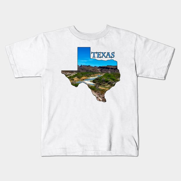 State of Texas Outline Kids T-Shirt by gorff